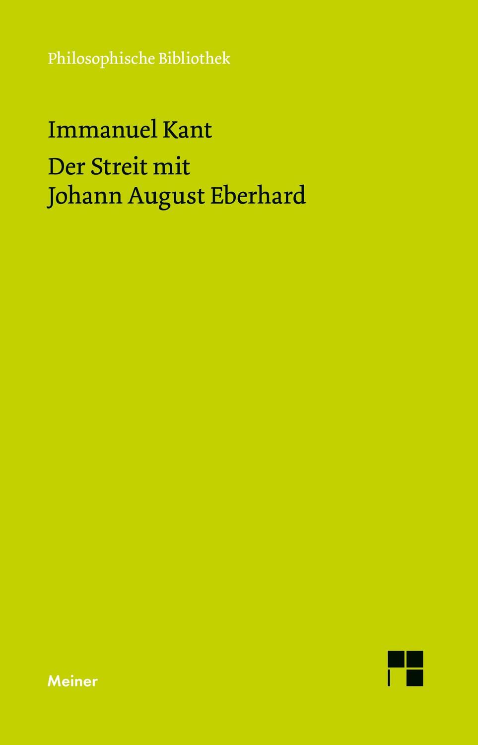 Cover: 9783787339327 | Der Streit mit Johann August Eberhard | Immanuel Kant | Taschenbuch