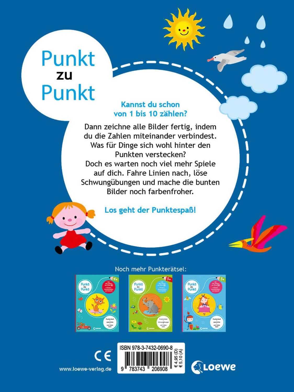 Rückseite: 9783743206908 | Punkt zu Punkt - Mit den Zahlen von 1 bis 10 (blau) | Elena Hein