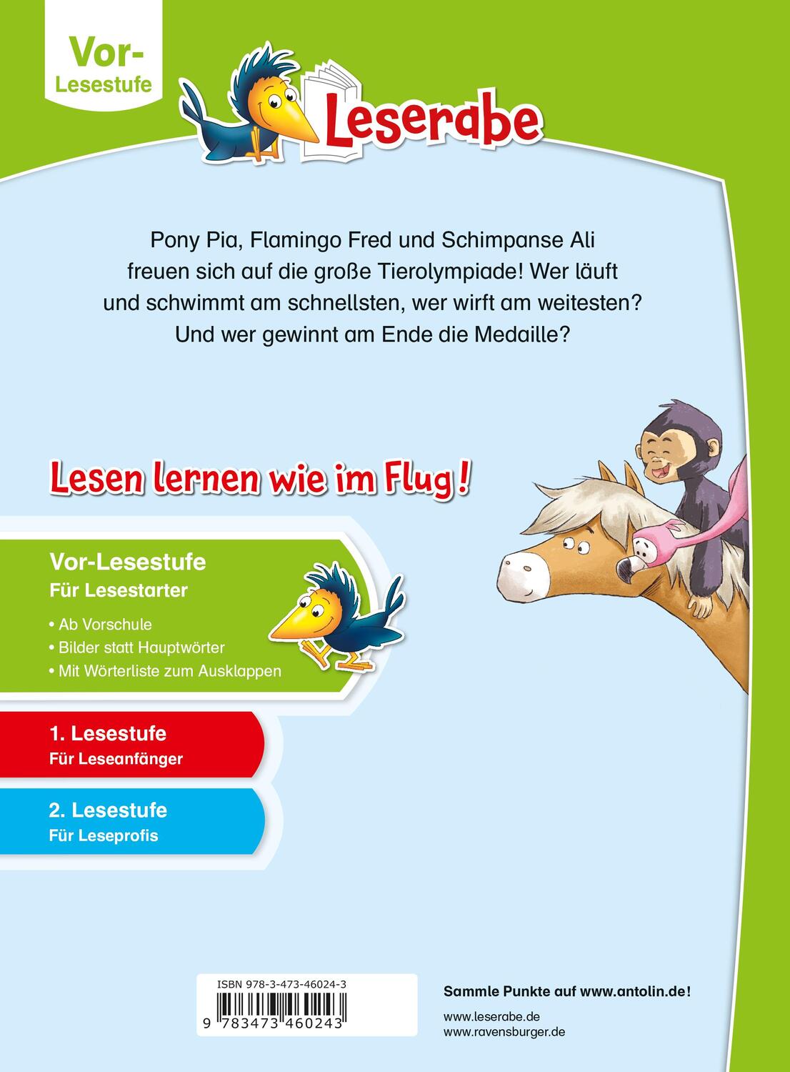 Rückseite: 9783473460243 | Die Tierolympiade - Leserabe ab Vorschule - Erstlesebuch für Kinder...