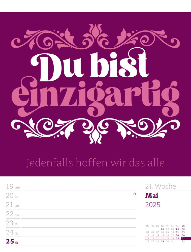 Bild: 9783838425955 | Klartext Sprüchekalender - Wochenplaner Kalender 2025 | Kunstverlag