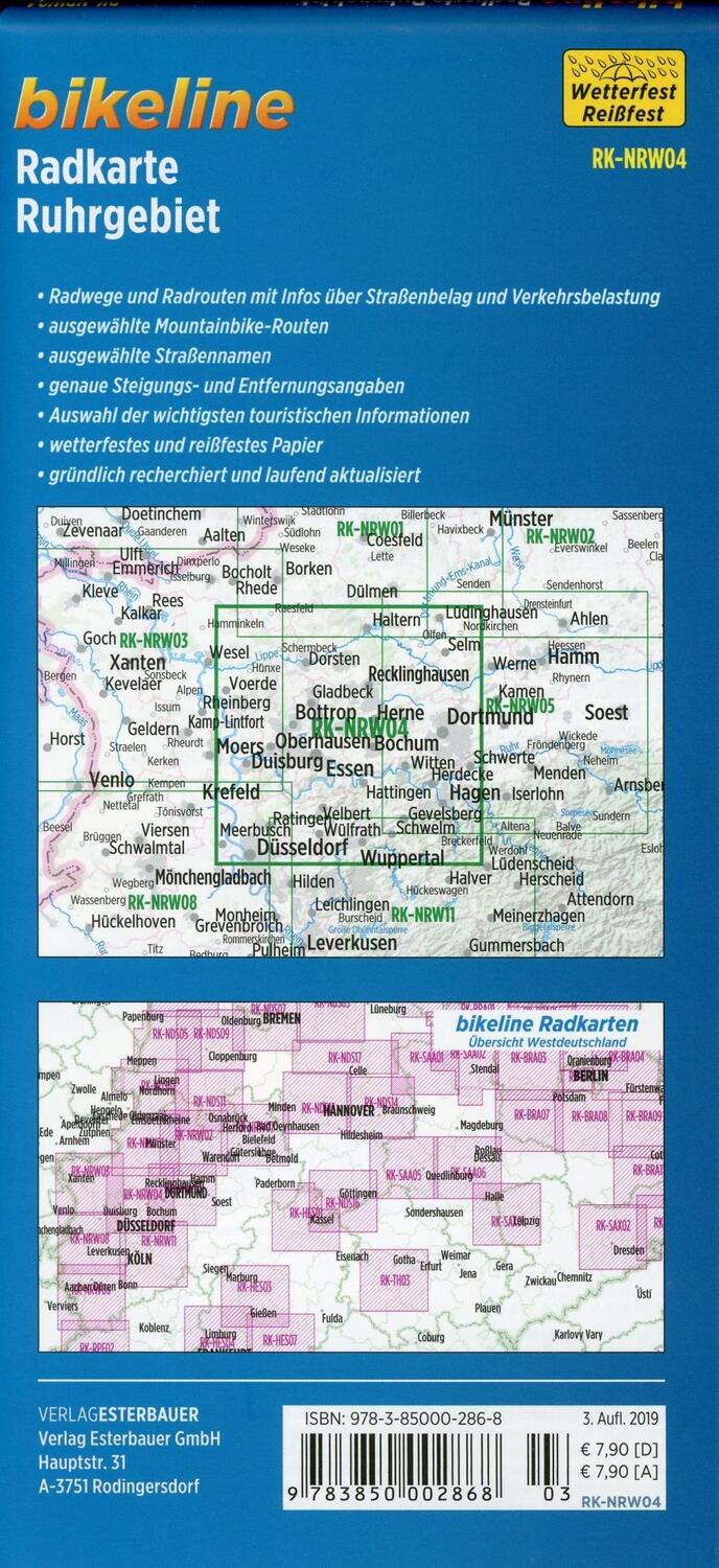 Bild: 9783850002868 | Bikeline Radkarte Deutschland Ruhrgebiet 1 : 75 000 (RK-NRW04) | 2011