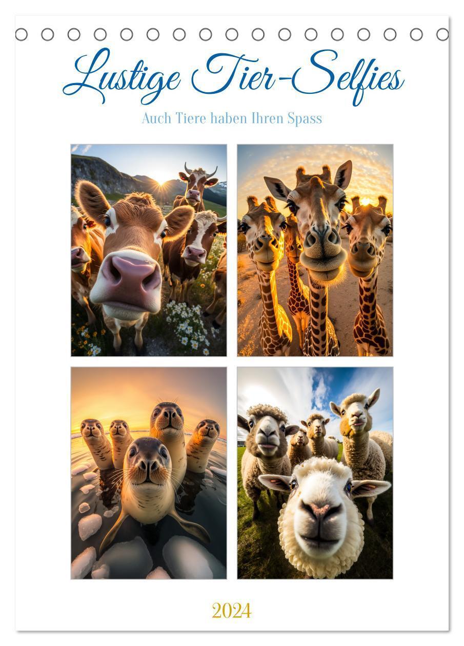 Cover: 9783675969087 | Lustige Tier-Selfies (Tischkalender 2024 DIN A5 hoch), CALVENDO...