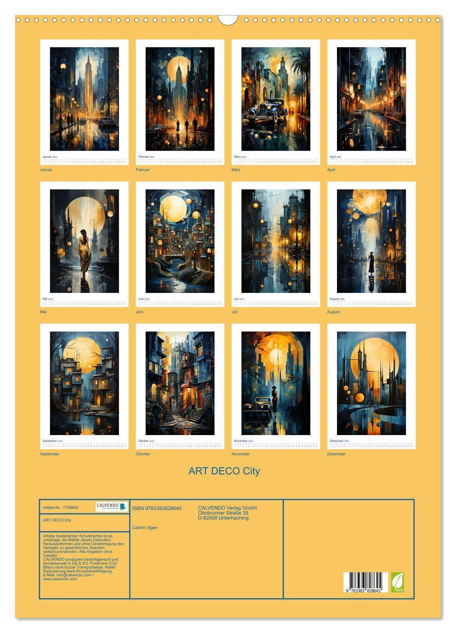 Bild: 9783383828645 | ART DECO City (Wandkalender 2025 DIN A2 hoch), CALVENDO Monatskalender