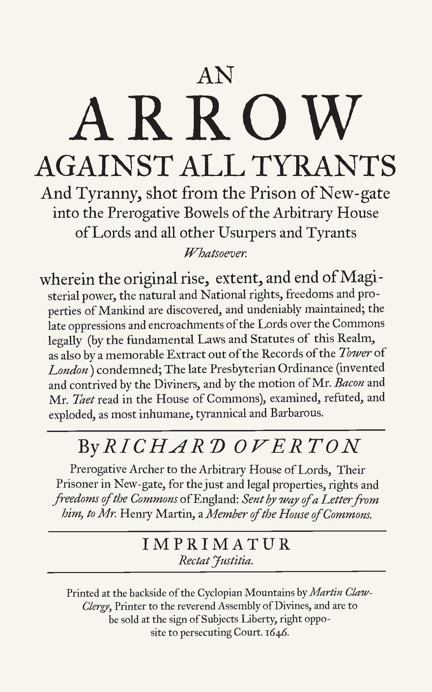 Cover: 9781912454570 | An Arrow Against All Tyrants | Richard Overton (u. a.) | Taschenbuch