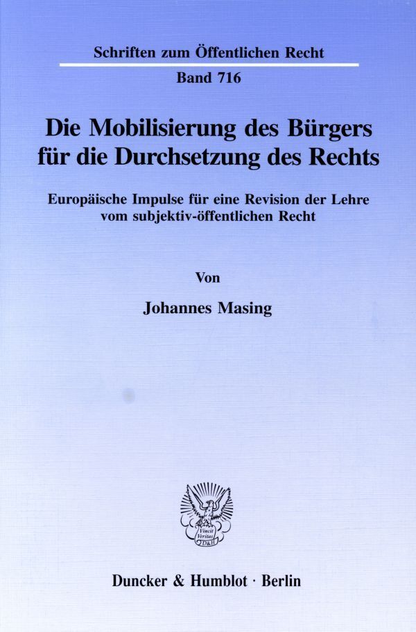 Cover: 9783428089284 | Die Mobilisierung des Bürgers für die Durchsetzung des Rechts. | Buch