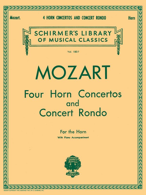 Cover: 9780793526109 | 4 Horn Concertos and Concert Rondo | KV 412 , 417 , 447 , 495 and 371