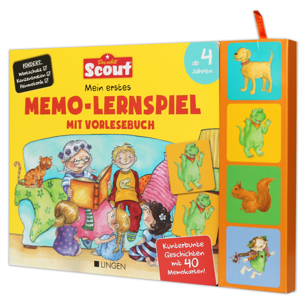 Cover: 9783963473166 | Scout: Mein erstes Memo Lernspiel mit Vorlesebuch - Kunterbunte...