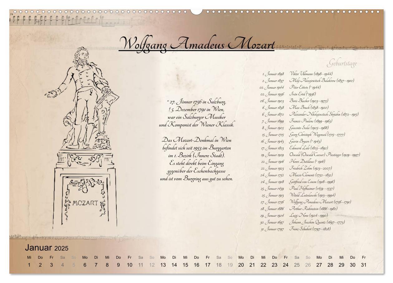 Bild: 9783435302581 | Von Mozart bis Beethoven (Wandkalender 2025 DIN A2 quer), CALVENDO...