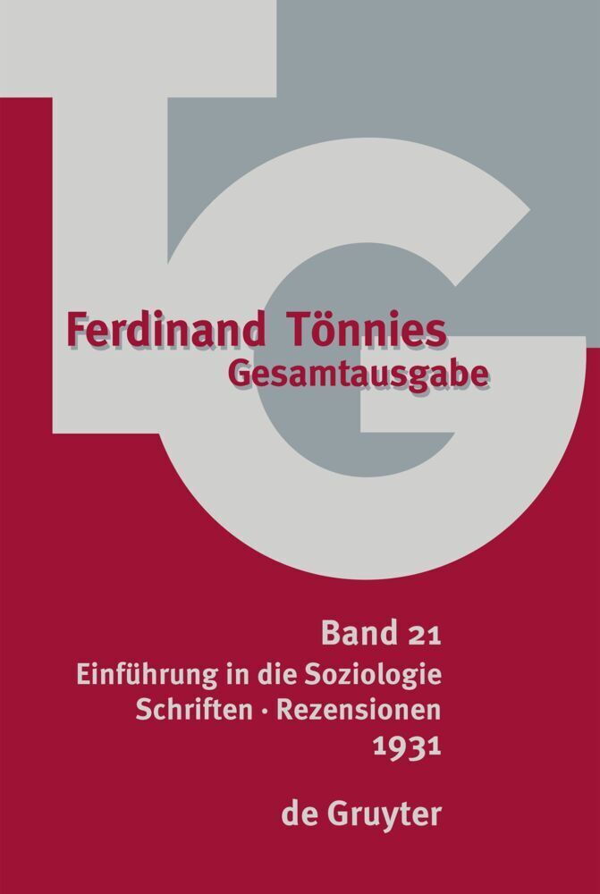 Cover: 9783110158533 | 1931 | Einführung in die Soziologie. Schriften · Rezensionen | Tönnies