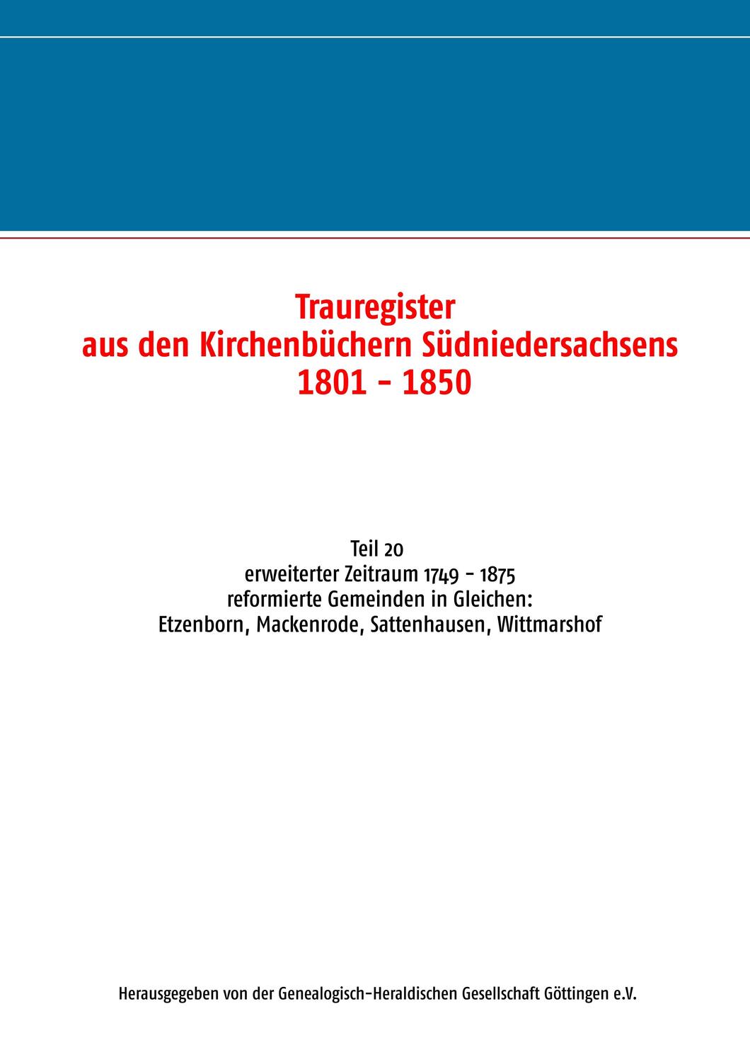Cover: 9783749454242 | Trauregister aus den Kirchenbüchern Südniedersachsens 1801 - 1850