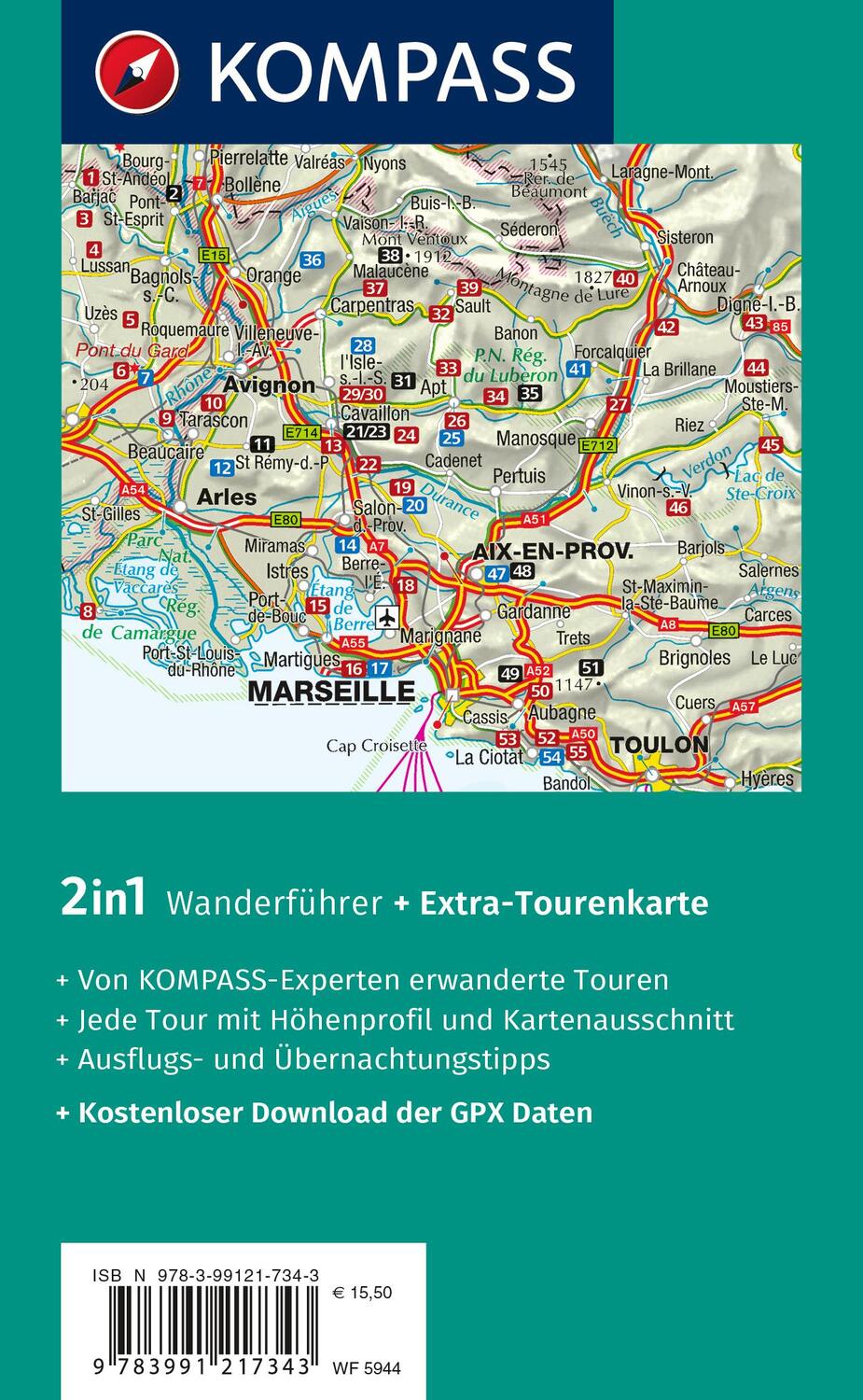 Rückseite: 9783991217343 | KOMPASS Wanderführer Provence, 55 Touren | Astrid Sturm | Taschenbuch