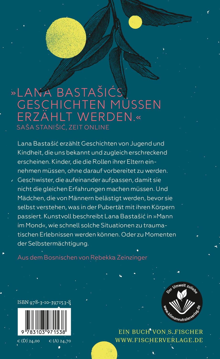 Rückseite: 9783103971538 | Mann im Mond | Erzählungen | Lana Bastasic | Buch | 208 S. | Deutsch