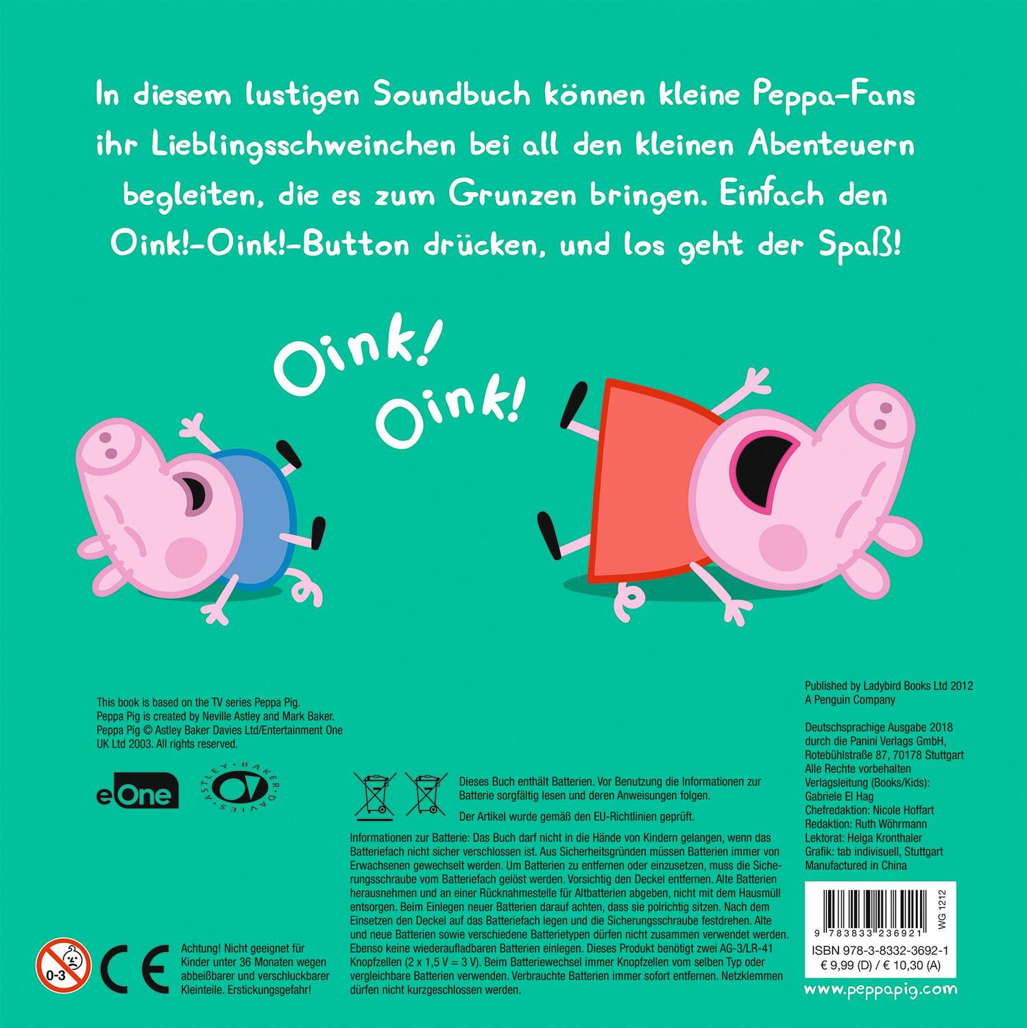 Rückseite: 9783833236921 | Peppa Pig: Oink! Oink! Hör mal, wer da grunzt! | Buch | 12 S. | 2018