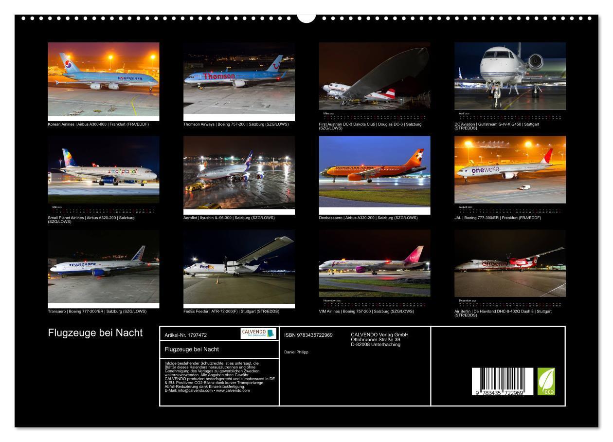 Bild: 9783435722969 | Flugzeuge bei Nacht (hochwertiger Premium Wandkalender 2025 DIN A2...