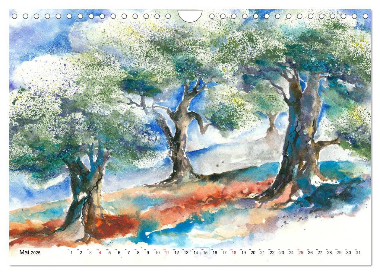 Bild: 9783435496006 | Bäume in Aquarell (Wandkalender 2025 DIN A4 quer), CALVENDO...