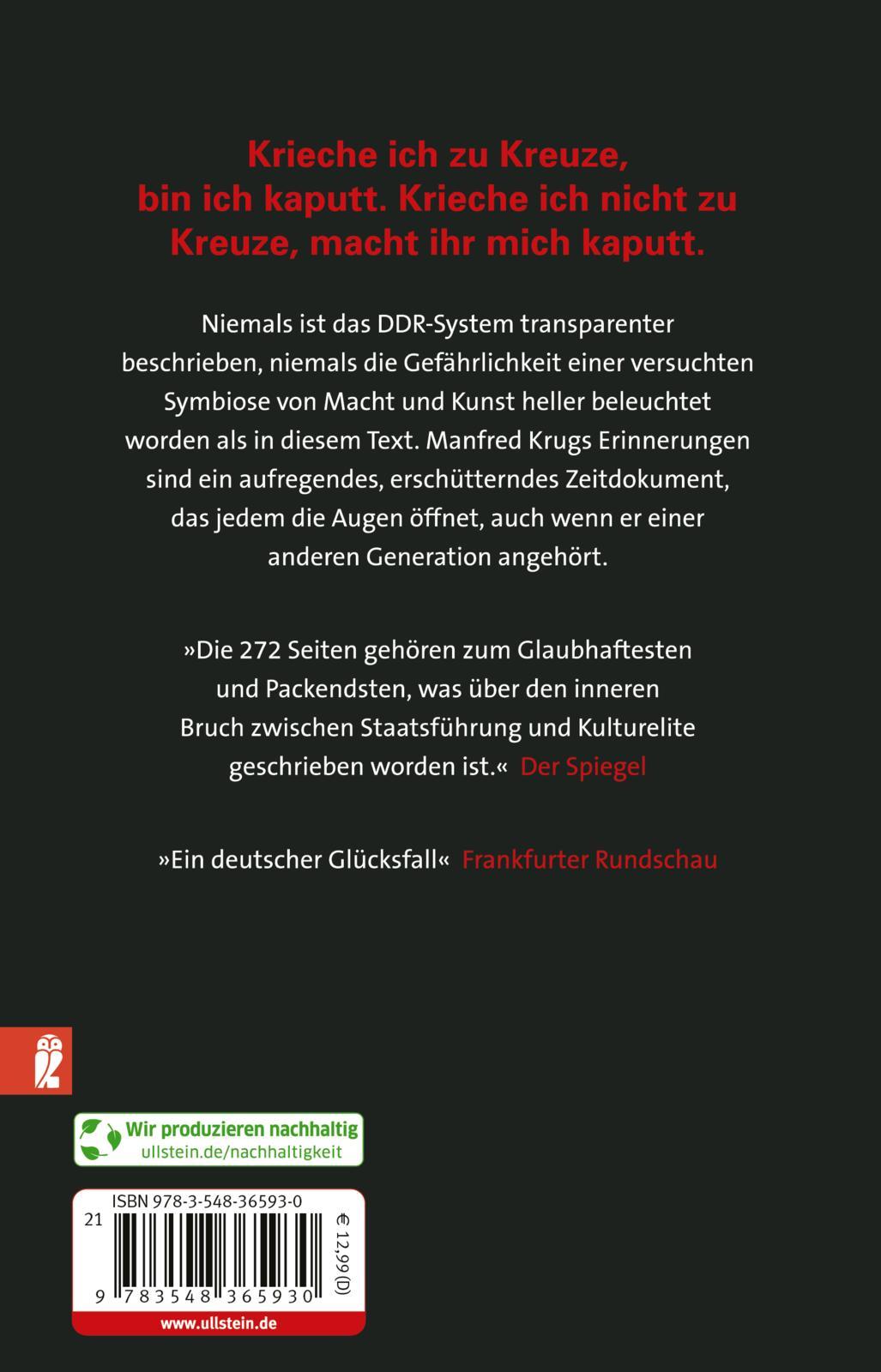 Rückseite: 9783548365930 | Abgehauen | Ein Mitschnitt und ein Tagebuch | Manfred Krug | Buch