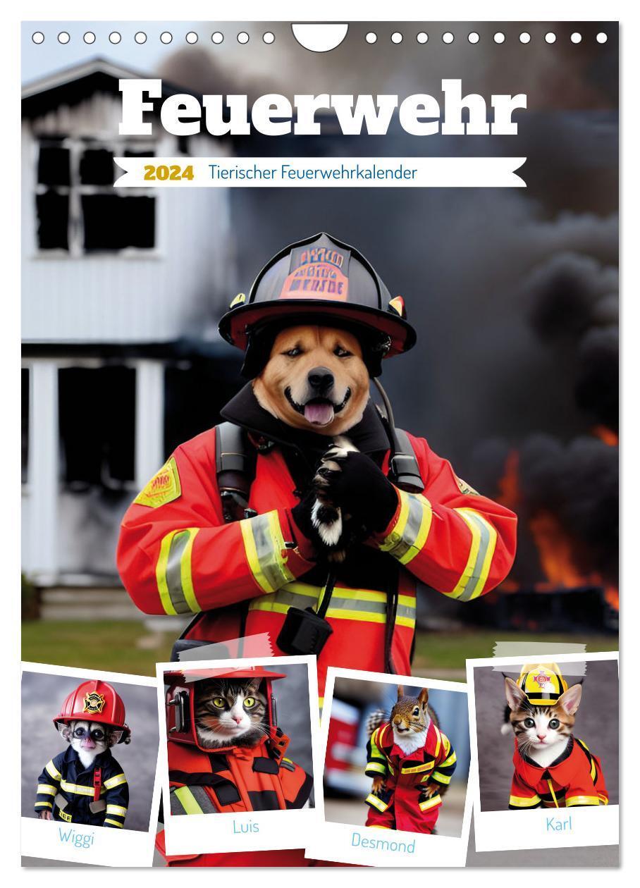 Cover: 9783675434677 | Feuerwehr - Tierischer Feuerwehrkalender (Wandkalender 2024 DIN A4...