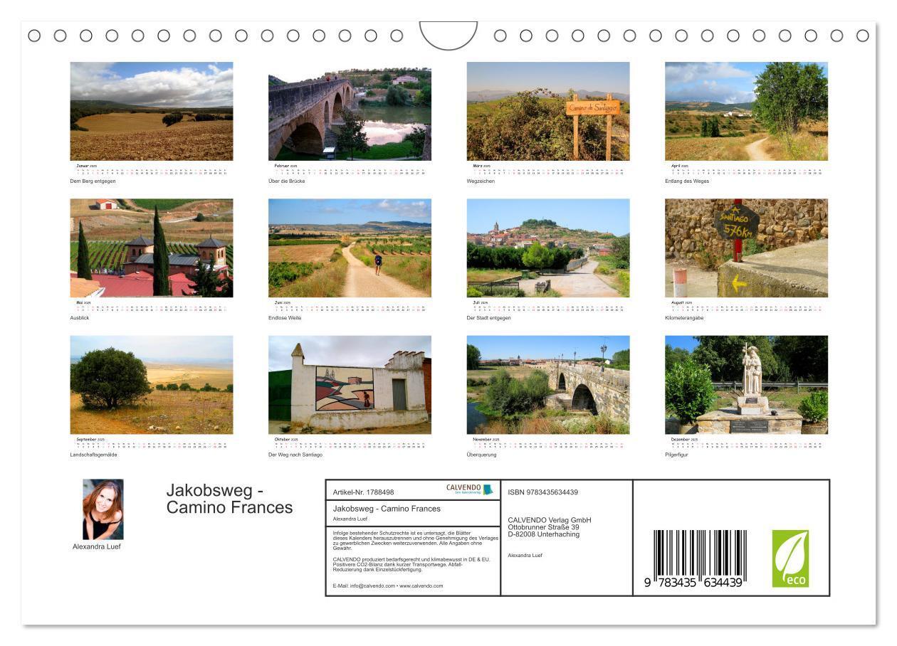 Bild: 9783435634439 | Jakobsweg - Camino Frances (Wandkalender 2025 DIN A4 quer),...