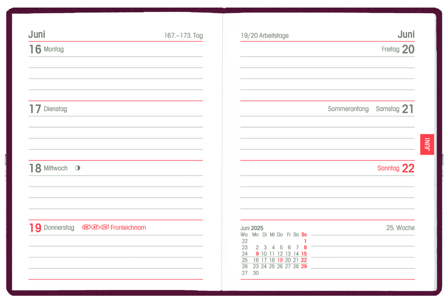 Bild: 4006928024957 | Zettler - Taschenkalender 2025 bordeaux, 8,3x10,7cm, Taschenplaner...