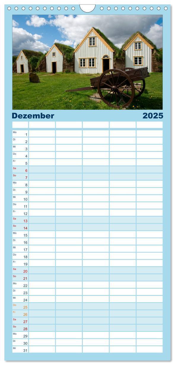 Bild: 9783457118511 | Familienplaner 2025 - Island mit 5 Spalten (Wandkalender, 21 x 45...