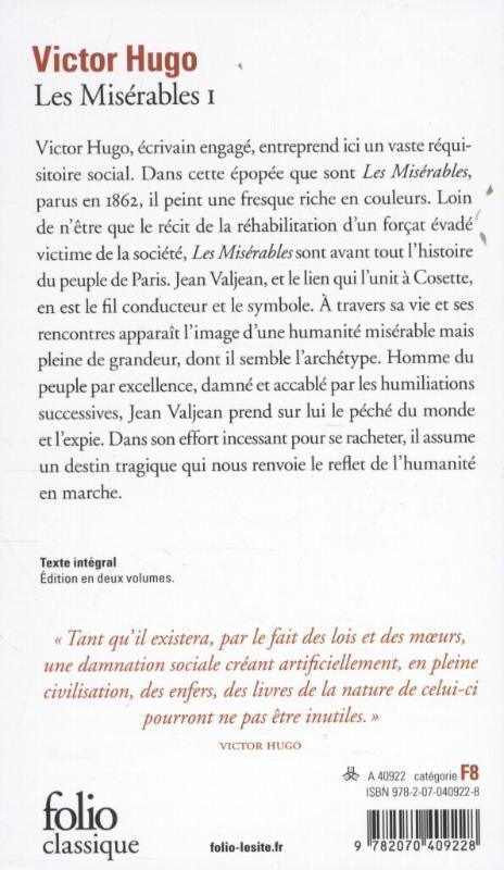 Rückseite: 9782070409228 | Les miserables 1 | Victor Hugo | Taschenbuch | Folio | Französisch