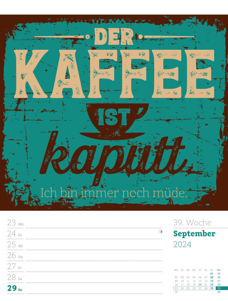 Bild: 9783838424958 | Klartext Sprüchekalender - Wochenplaner Kalender 2024 | Kunstverlag