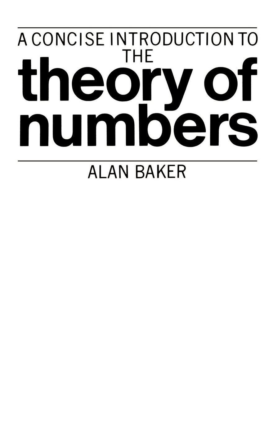 Cover: 9780521286541 | A Concise Introduction to the Theory of Numbers | Alan Baker | Buch