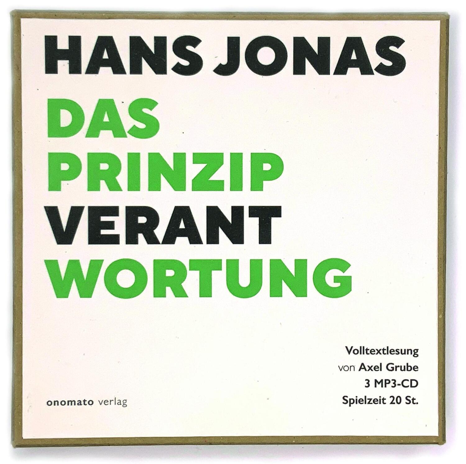 Cover: 9783949899041 | Das Prinzip Verantwortung | Hans Jonas | MP3 | Deutsch | 2024