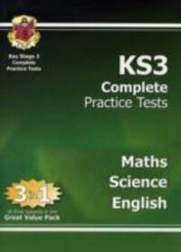 Cover: 9781847622563 | KS3 Complete Practice Tests - Maths, Science & English | CGP Books