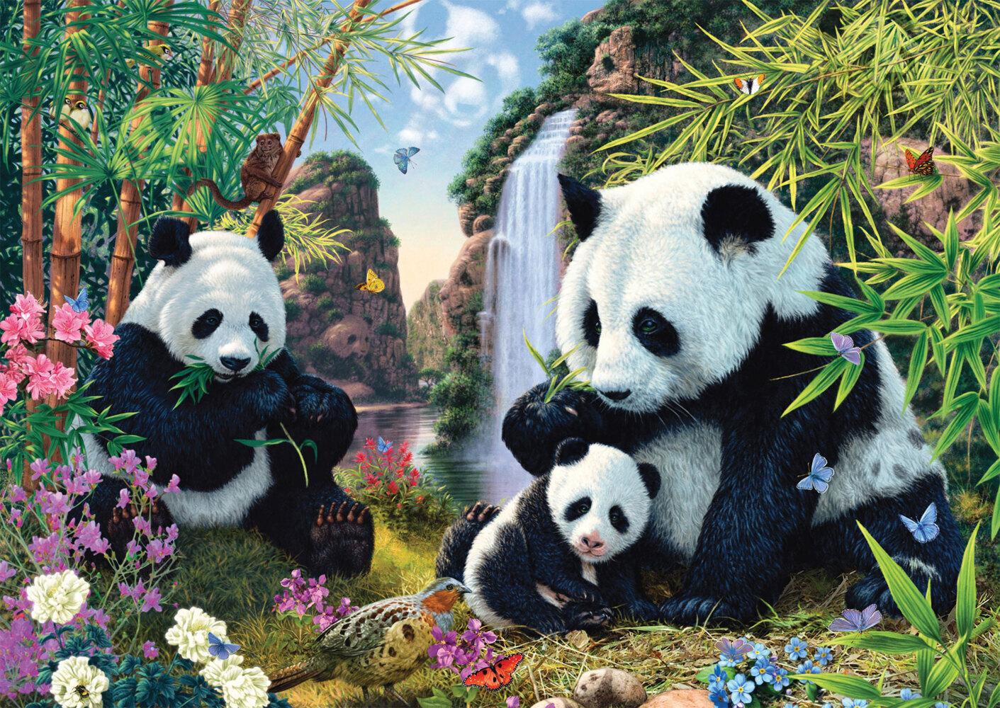 Bild: 4001504573805 | Pandafamilie am Wasserfall | Puzzle Standard 500 Teile | Spiel | 2022