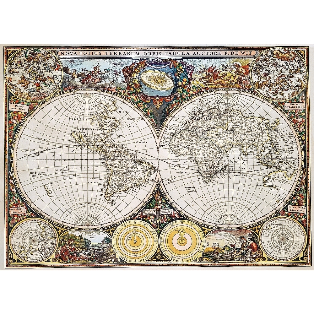 Bild: 5900511201444 | Land- und Wasserkarte der ganzen Erde von 1630 (Holzpuzzle) | Spiel