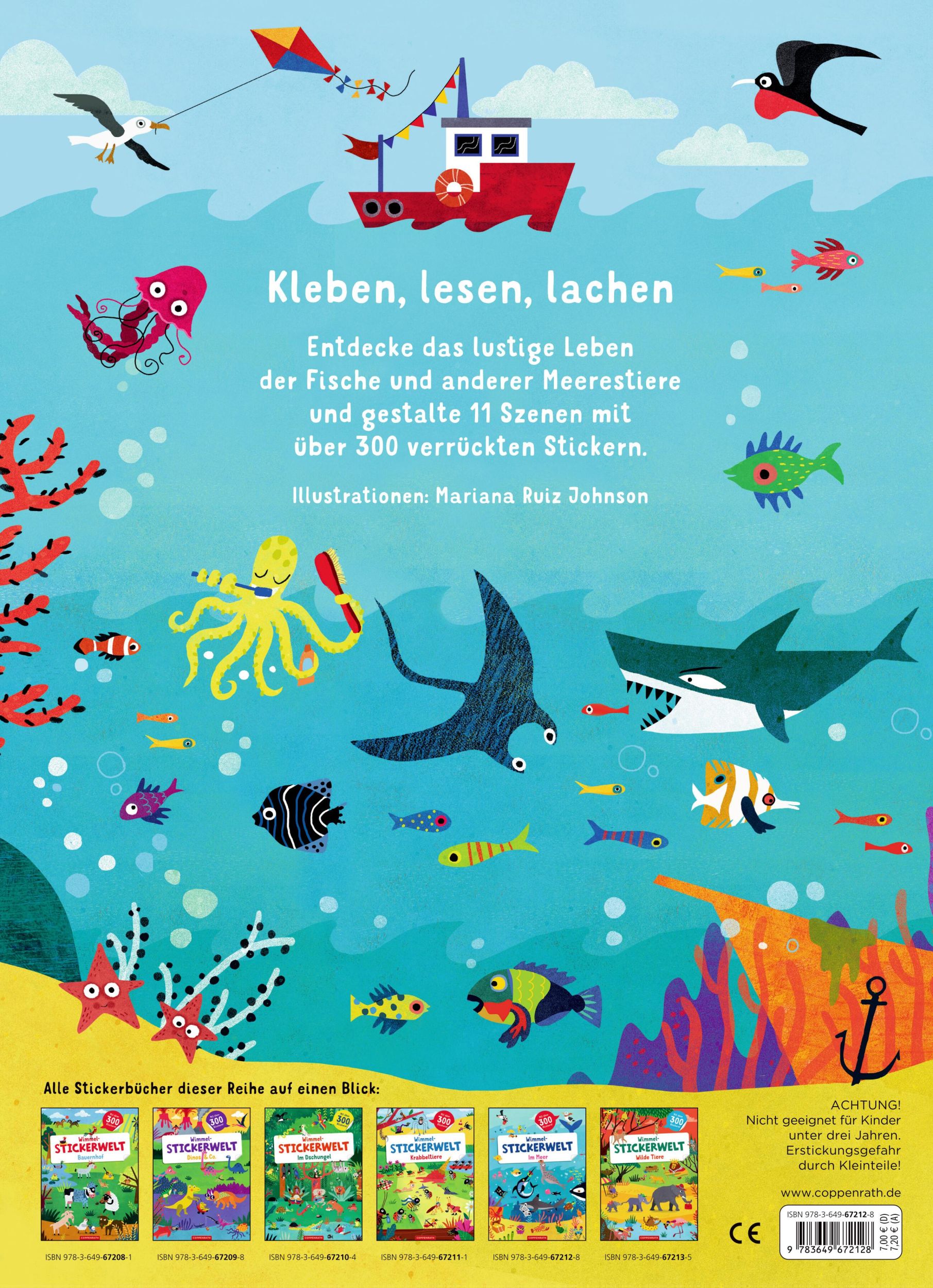 Rückseite: 9783649672128 | Wimmel-Stickerwelt - Im Meer | Mit über 300 Stickern | Johnson | Buch