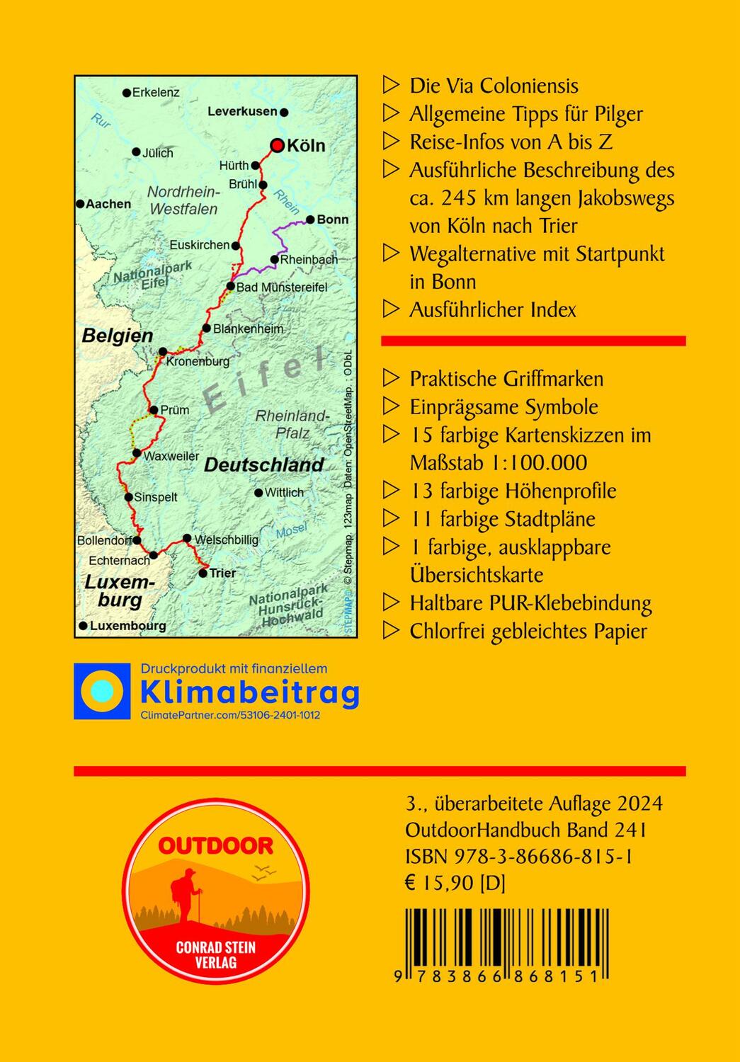 Rückseite: 9783866868151 | Jakobsweg Via Coloniensis | von Köln nach Trier | Ingrid Retterath