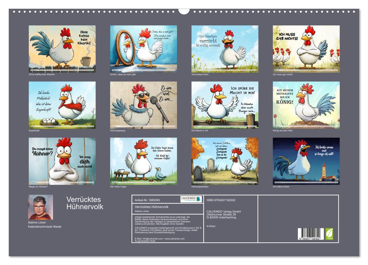 Bild: 9783457190302 | Verrücktes Hühnervolk (Wandkalender 2025 DIN A2 quer), CALVENDO...