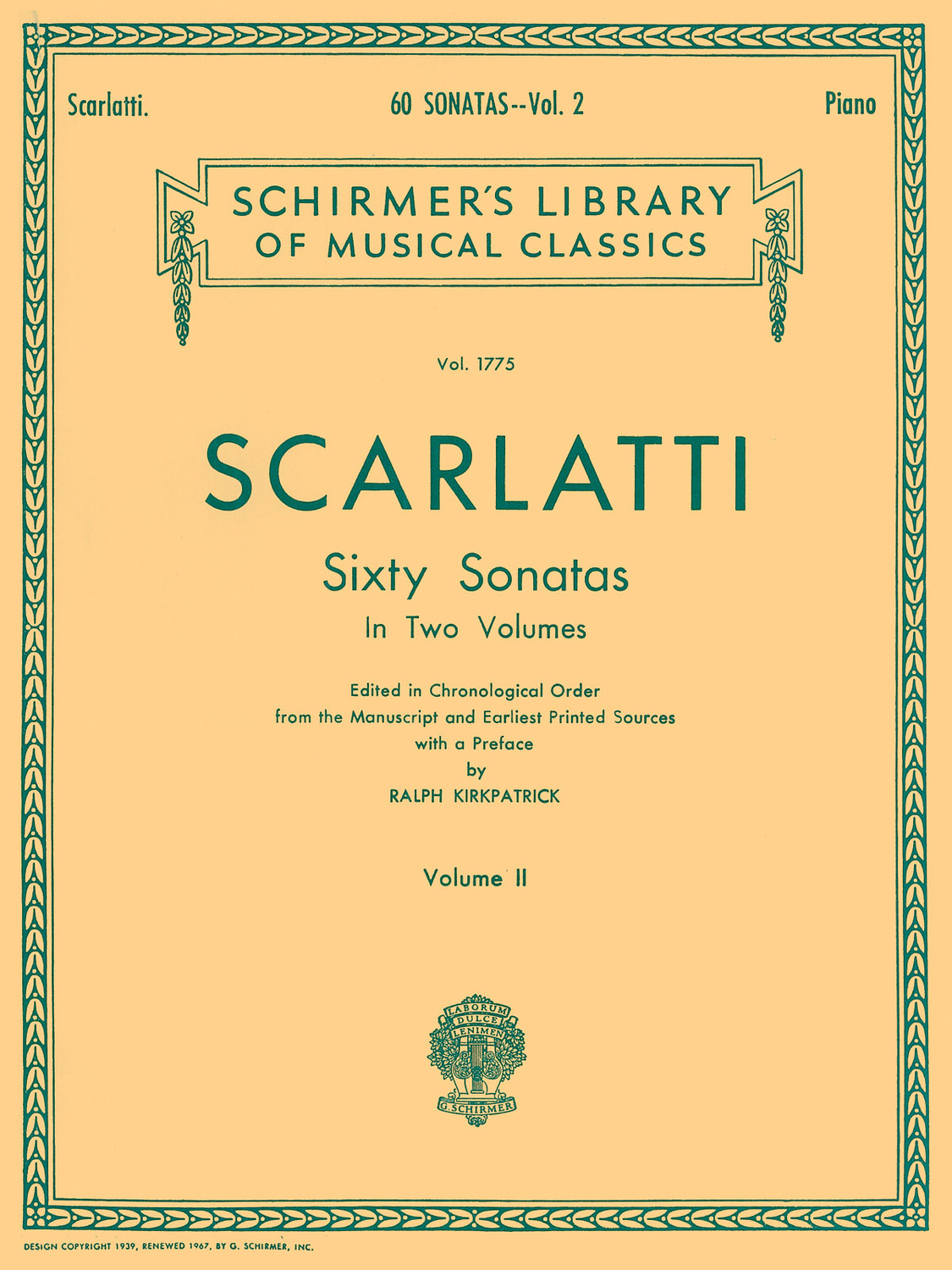 Cover: 73999616309 | 60 Sonatas - Volume 2 | Piano Collection | G. Schirmer