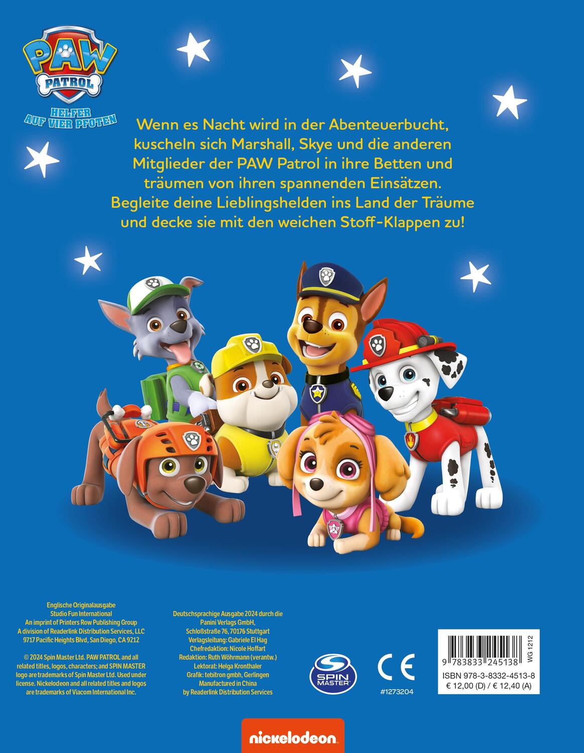 Rückseite: 9783833245138 | PAW Patrol: Gute Nacht, PAW Patrol! | Panini | Buch | 14 S. | Deutsch