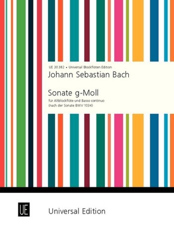Cover: 9790008055935 | Sonata in G Minor for Treble Recorder and Continuo | Bach | Buch