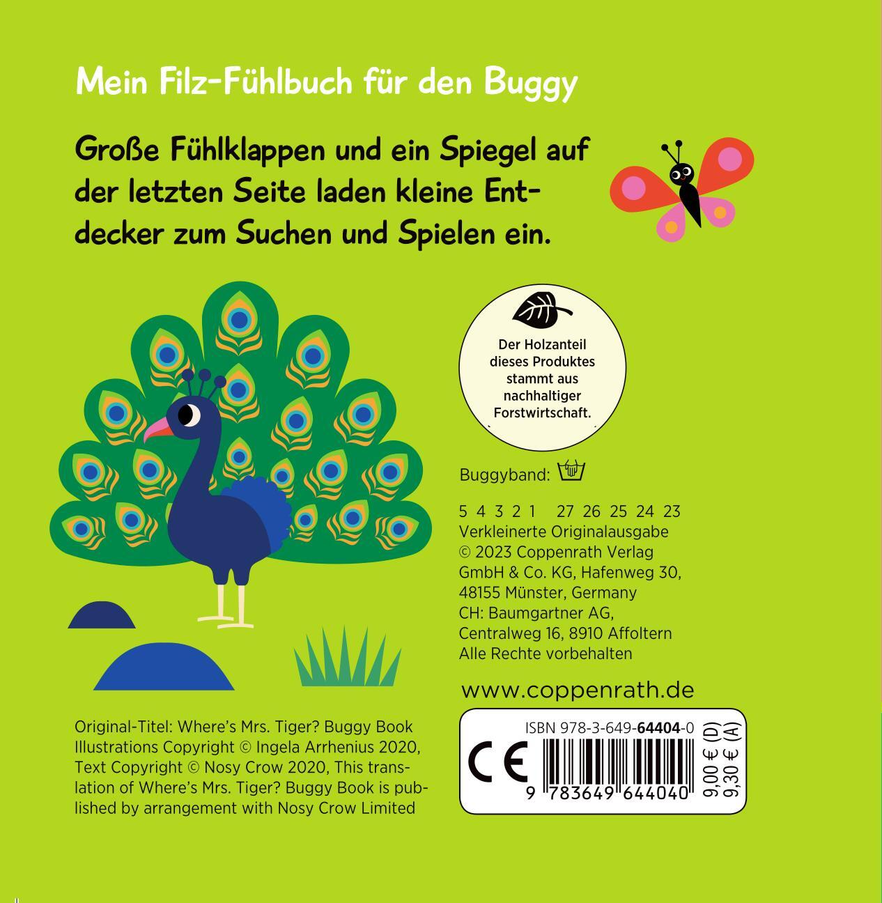 Rückseite: 9783649644040 | Mein Filz-Fühlbuch für den Buggy: Kuckuck, kleiner Tiger! | Arrhenius