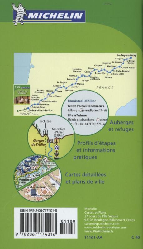 Rückseite: 9782067174016 | Le chemin de Compostelle - Zoom Map 161 | Map | Michelin | Broschüre