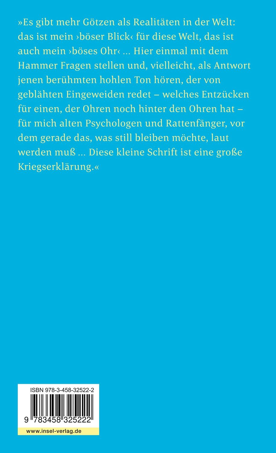 Rückseite: 9783458325222 | Götzendämmerung oder Wie man mit dem Hammer philosophiert | Nietzsche