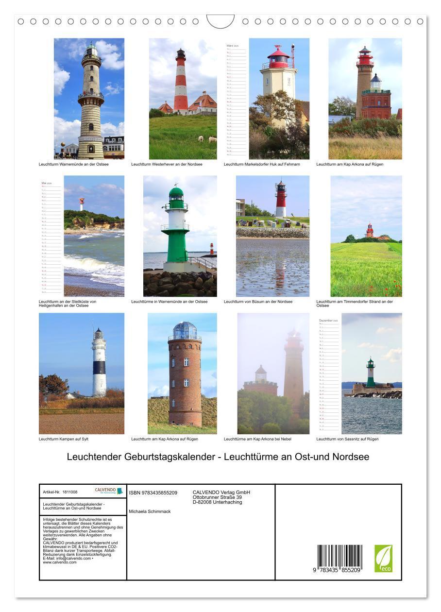 Bild: 9783435855209 | Leuchtender Geburtstagskalender - Leuchttürme an Ost-und Nordsee...