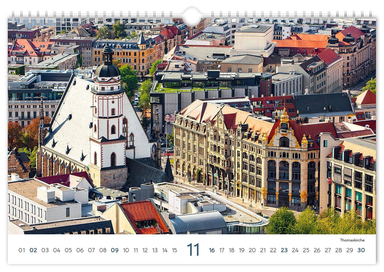 Bild: 9783910680685 | Kalender Leipzig 2025 | 30 x 20 cm weißes Kalendarium | Peter Schubert