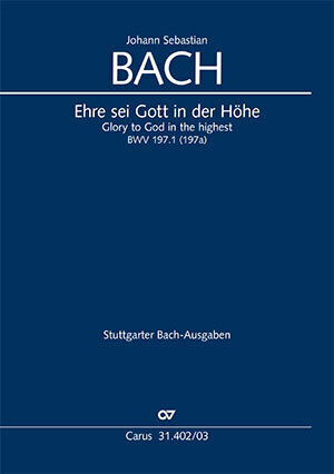 Cover: 9790007295080 | Ehre sei Gott in der Höhe (Klavierauszug) | BWV 197.1 (197a) | Bach