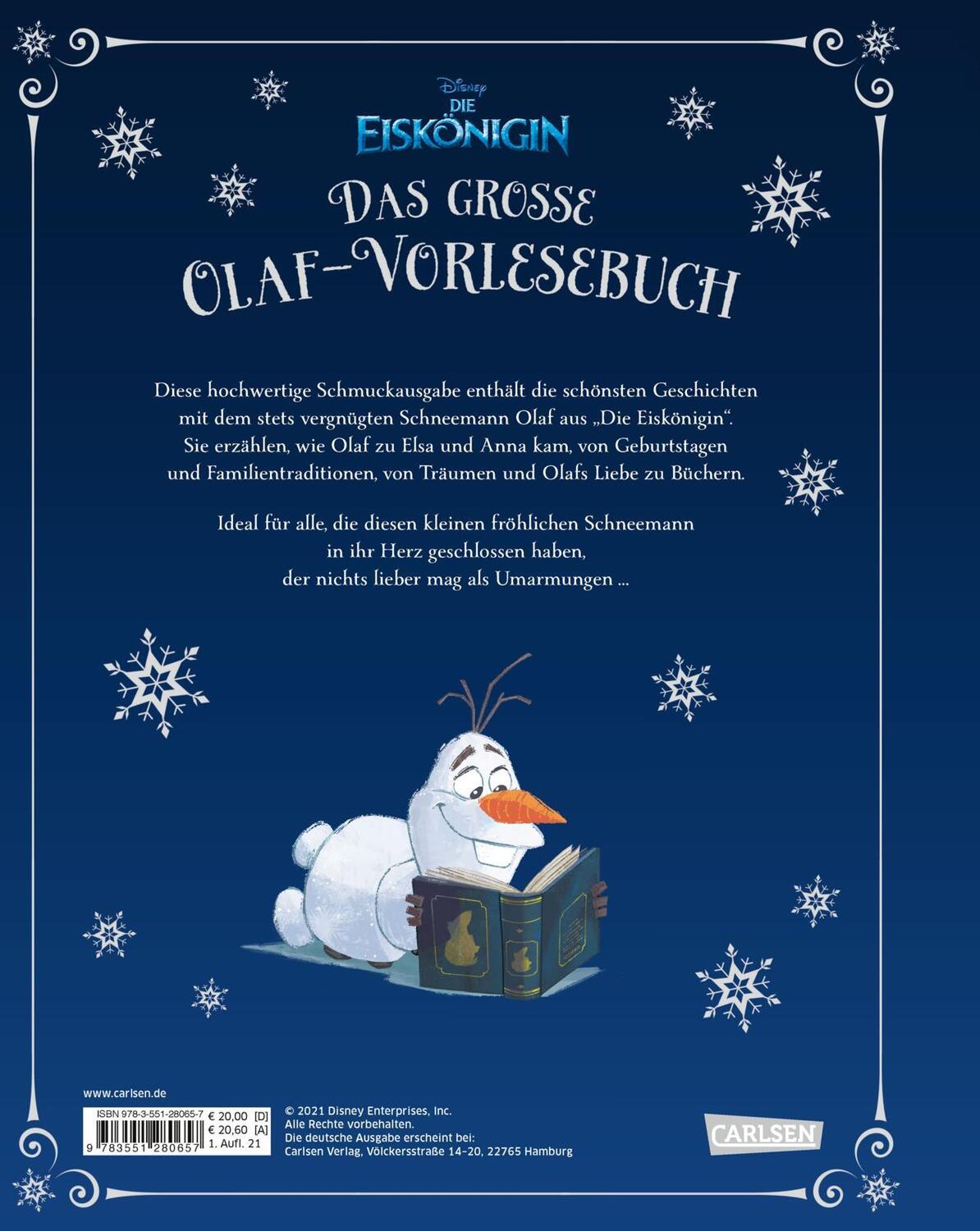 Rückseite: 9783551280657 | Disney: Das große Olaf-Vorlesebuch | besonders edle Ausstattung | Buch