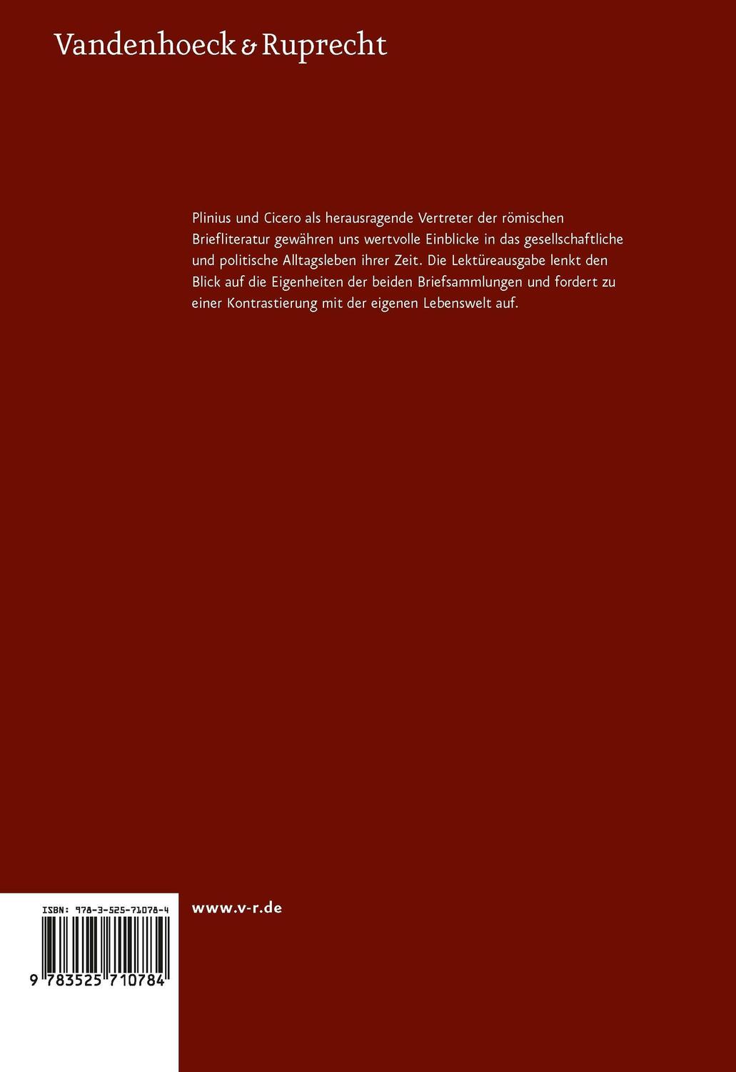 Rückseite: 9783525710784 | Römische Briefliteratur: Plinius und Cicero | Peter Kuhlmann | Buch