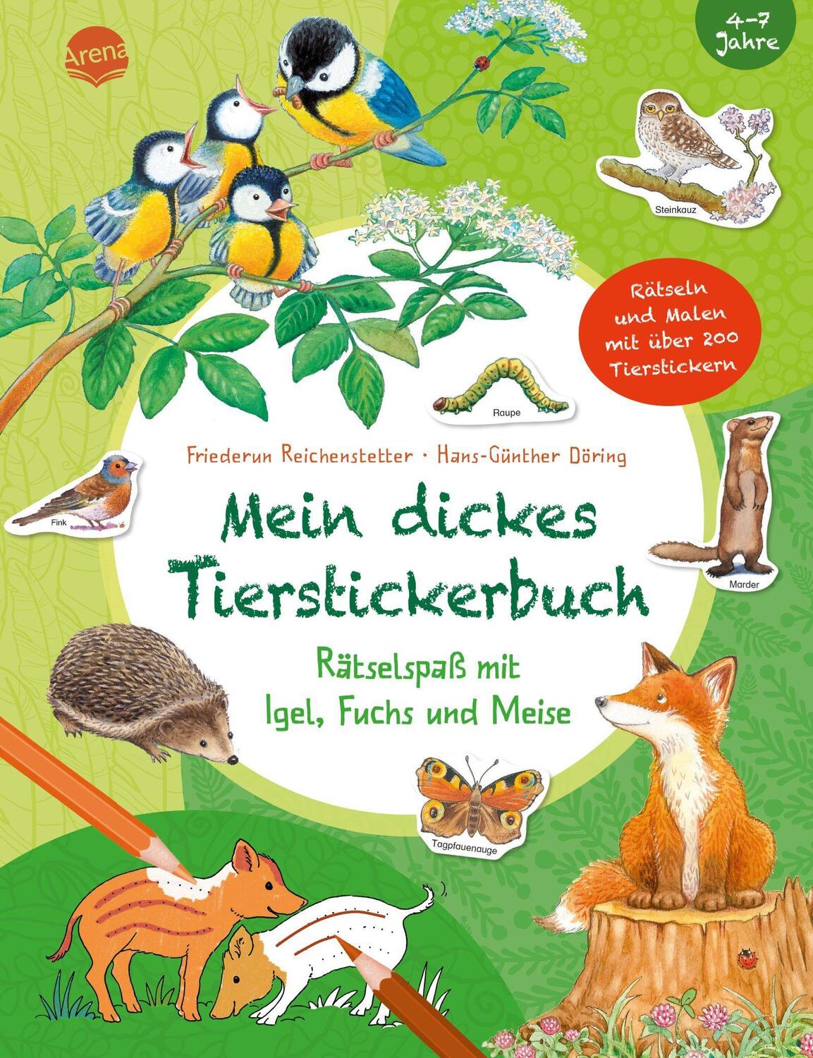 Cover: 9783401716800 | Mein dickes Tierstickerbuch. Rätselspaß mit Igel, Fuchs und Meise