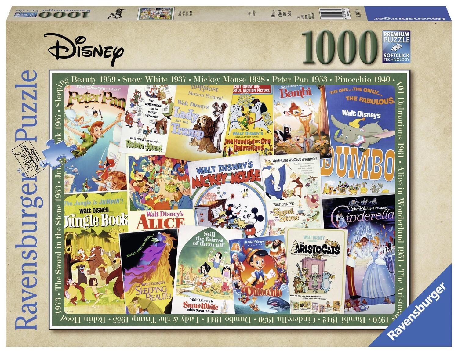 Cover: 4005556198740 | Disney Vintage Movie Poster | Spiel | Deutsch | 2020 | Ravensburger