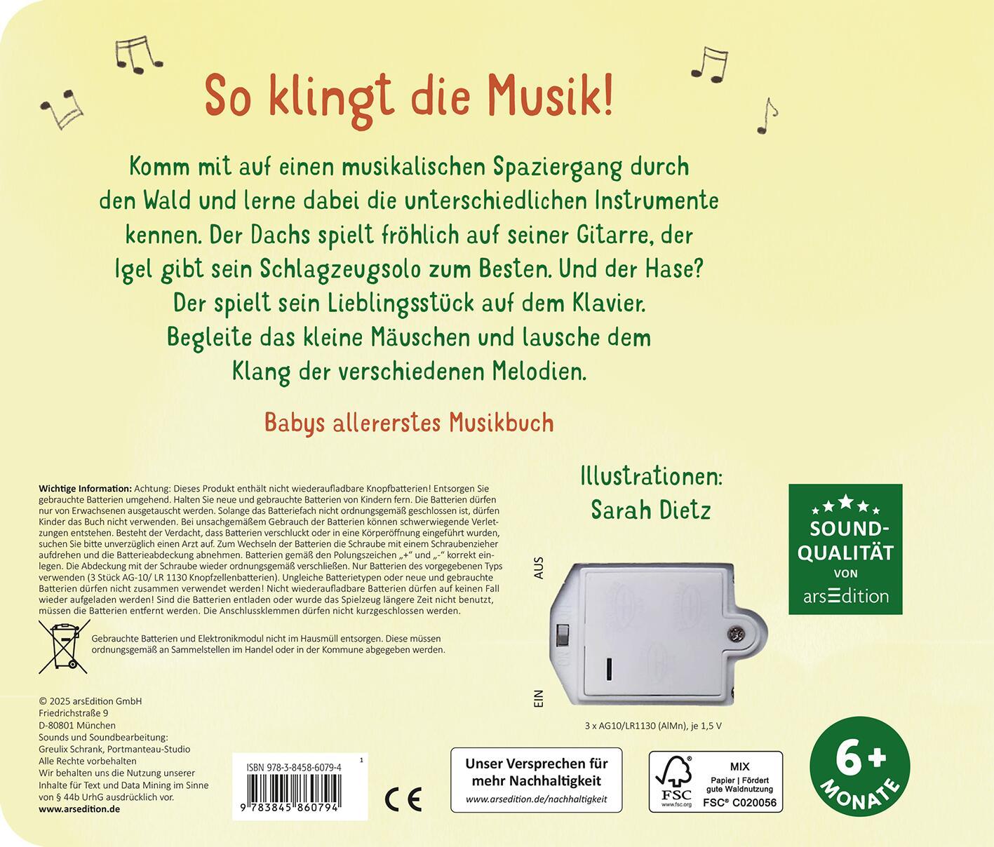 Rückseite: 9783845860794 | Hör mal, so klingt die Musik! | Babys erstes Soundbuch | Sarah Dietz