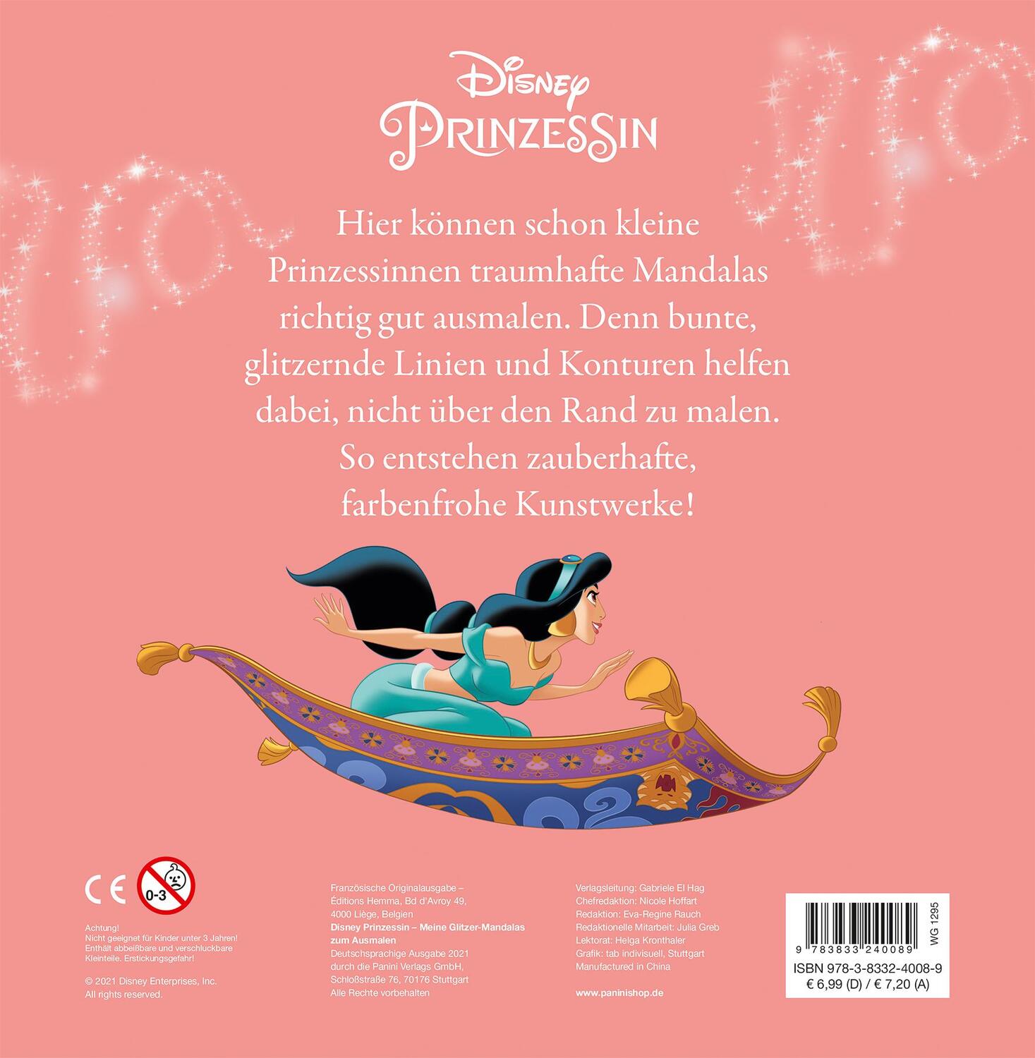 Rückseite: 9783833240089 | Disney Prinzessin: Meine Glitzer-Mandalas zum Ausmalen | Taschenbuch
