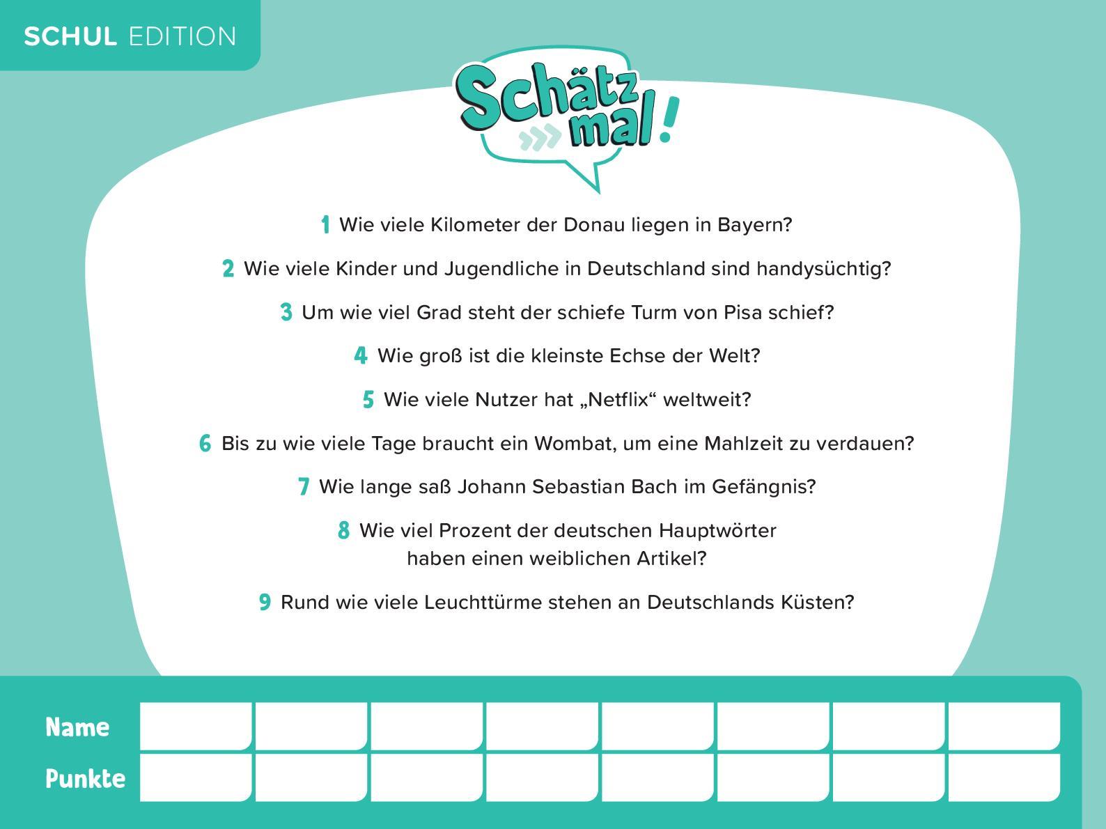 Bild: 9783989760356 | Schätz mal! Schul Edition | Taschenbuch | 96 S. | Deutsch | 2025